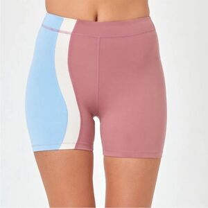 L*SPACE Make Waves Biker Shorts Rose & Light Blue Size S NWT